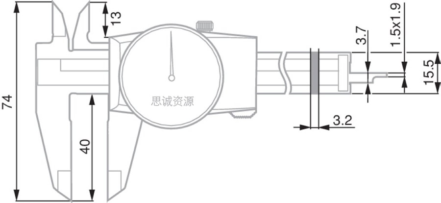 瑞士TESA CCMA-M, 0.01mm帶表卡尺