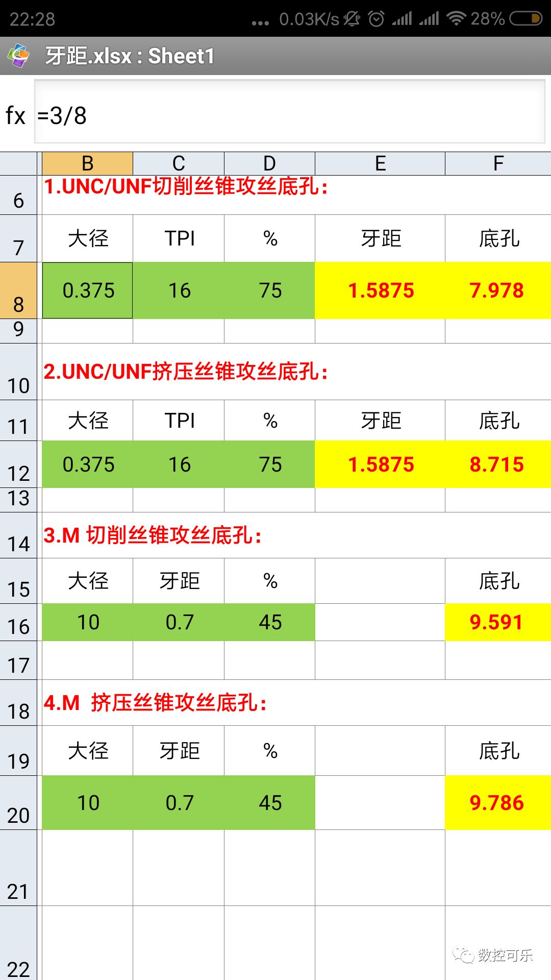 關于美制螺紋UNC unf unef的區(qū)別